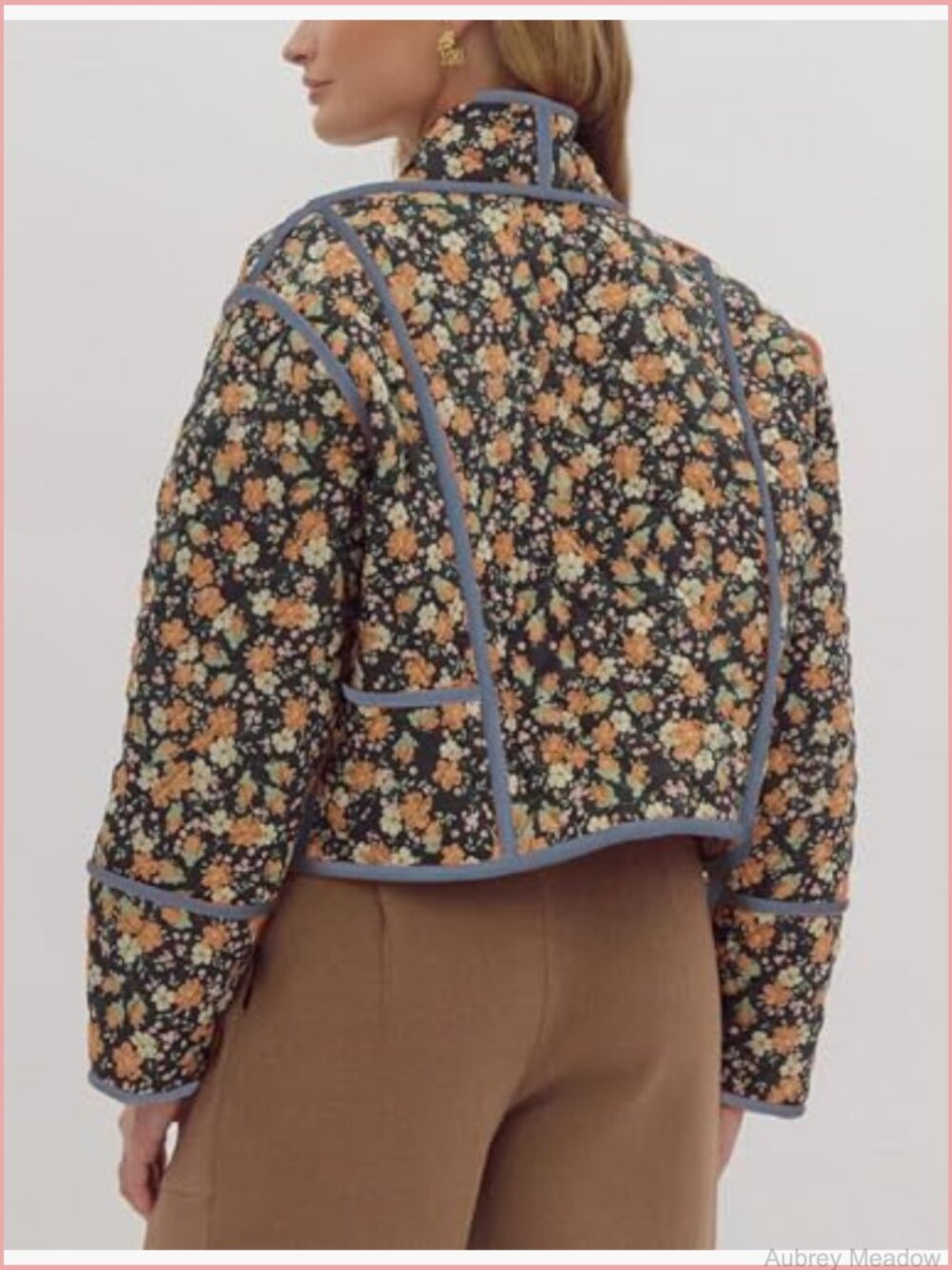 Floral Reversible Quilted Puffer Jacket Cardigan - Picture 3 of 6